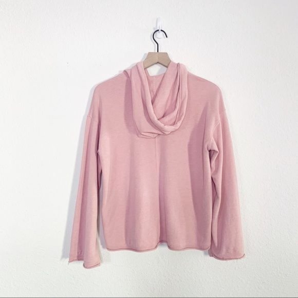 Madewell Pink Long Bell Sleeve Hoodie Drawstring Sweatshirt XS - Picture 3 of 11